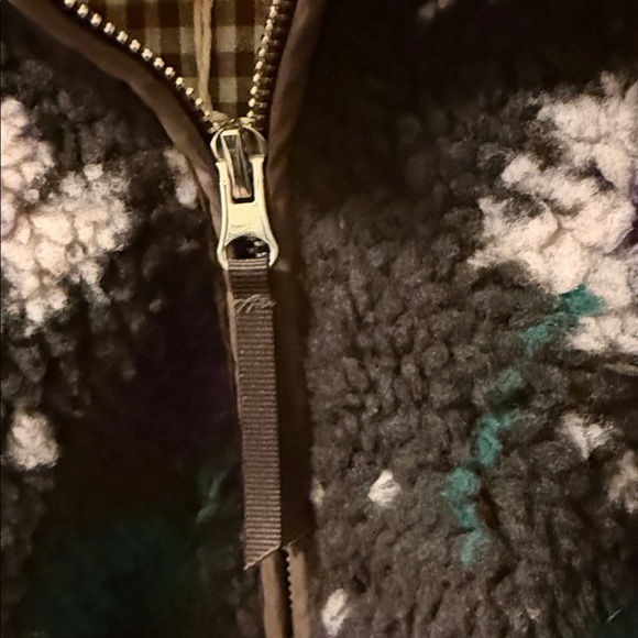 Women's Black Floral Sherpa Zip-Up Jacket by 'in like wlw' - Picture 4 of 7